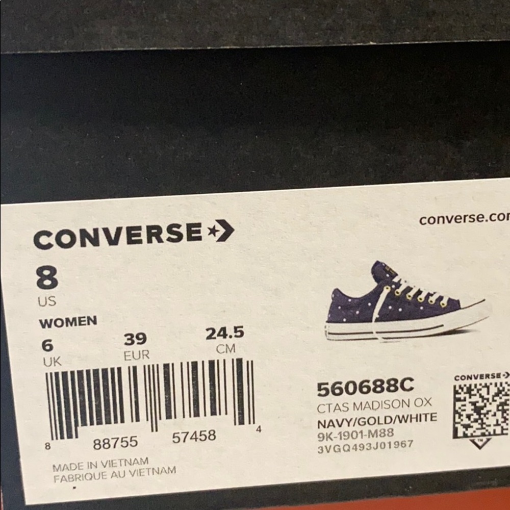 NWT Converse Ctas Madison OX Navy Gold AUTHENTIC - Picture 8 of 9